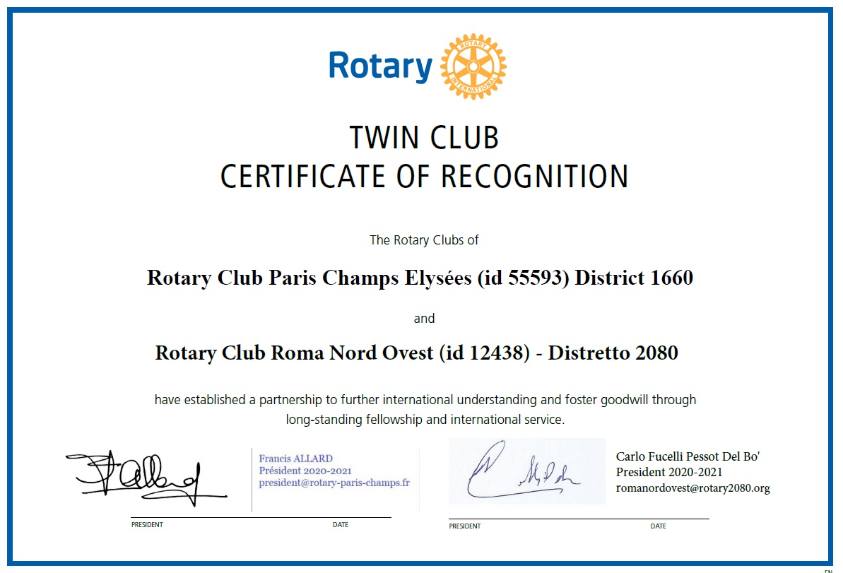 Twinning Certificate Roma ouest